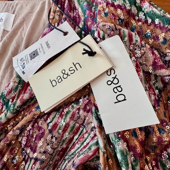 ba&sh “Tola” Velvet Sequin Gem-Tone Mini- Dress, Size L. NWT - Picture 7 of 16